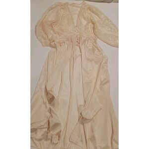 Bendon Lingerie Nylon Peignoir Robe Pink Lustrous Lace Romantic Vtg Sz S